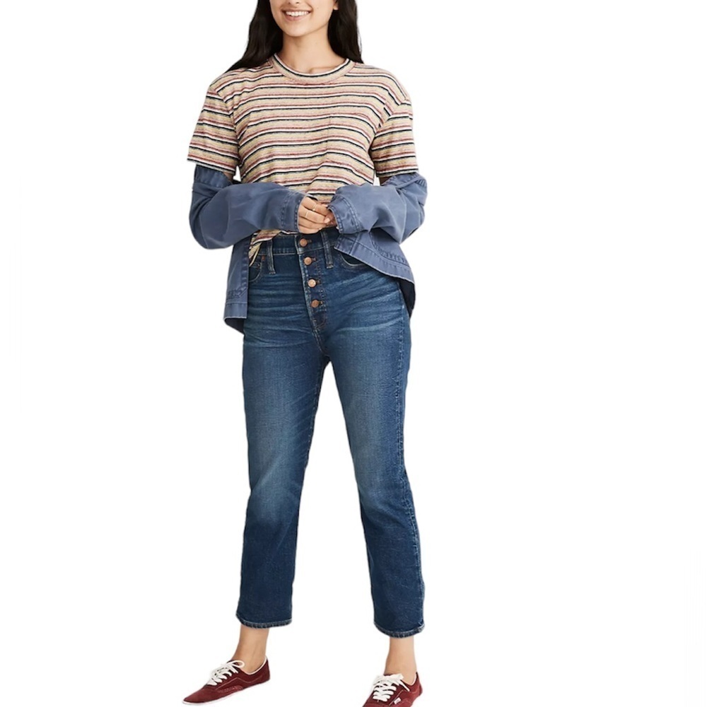The Perfect Vintage Jean in Clearview Wash: Button-Front Comfort Stretch SZ 26